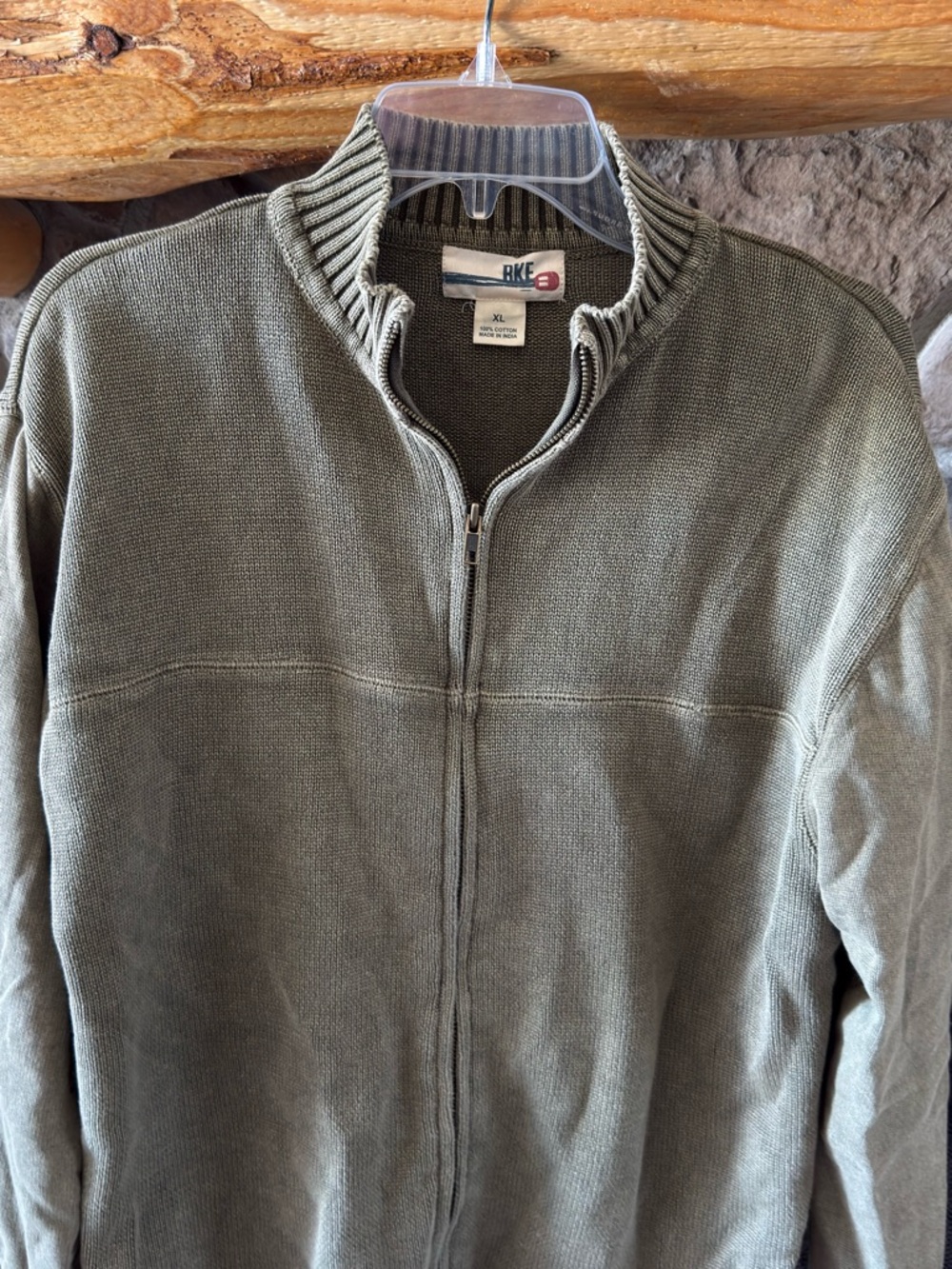 BKE Olive Green Zip-Up Men's Sweater